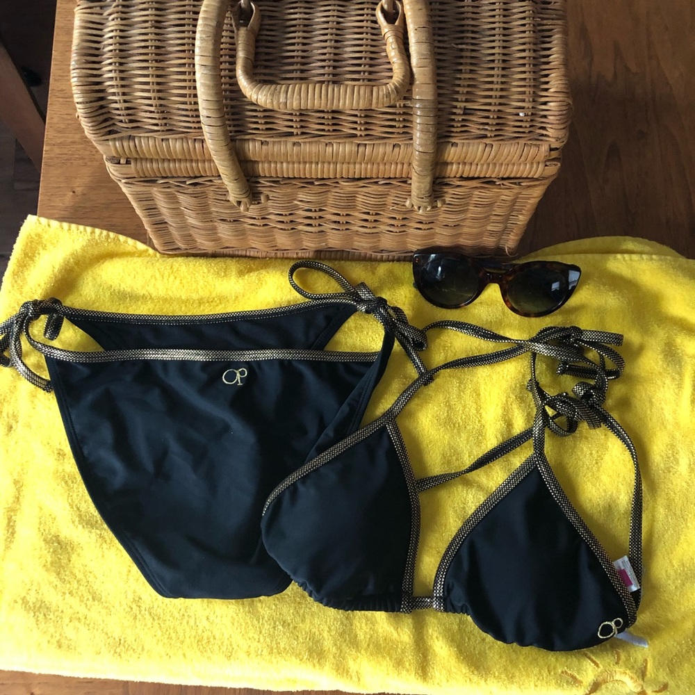 OP Black & Gold String Bikini M 7-9  NWOT 🏖